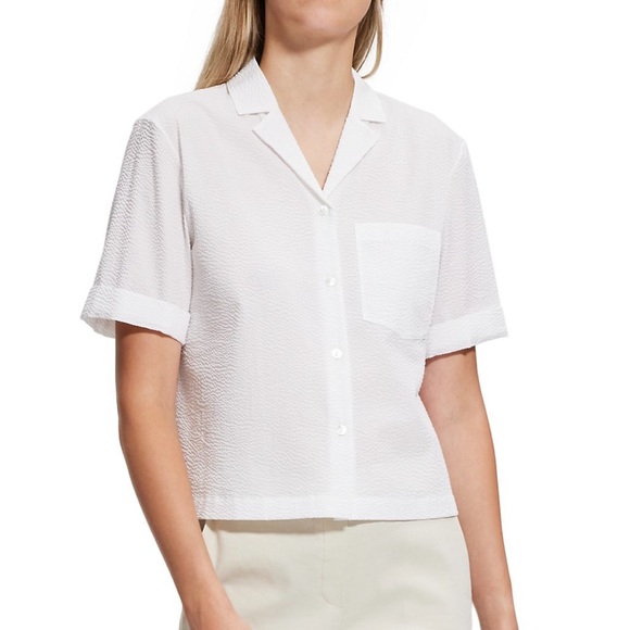Theory Tops Theory White Camp Shirt Poshmark